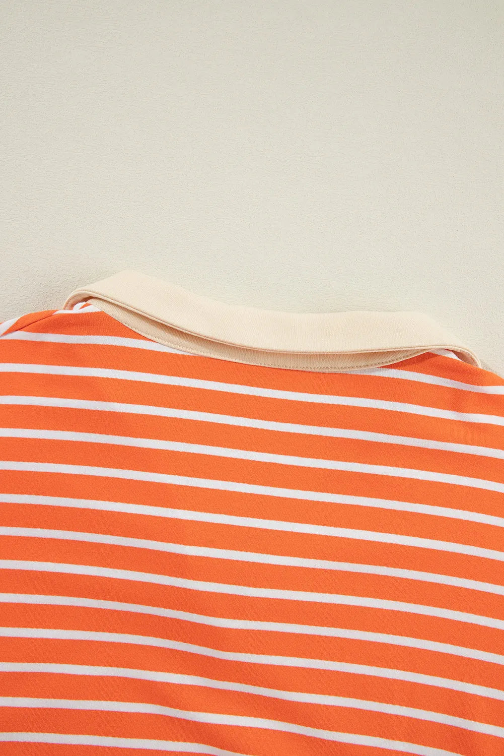 Orange Stripe Color Block Loose Fit Collared Drop Shoulder Sweatshirt - Chic Meadow Boutique 