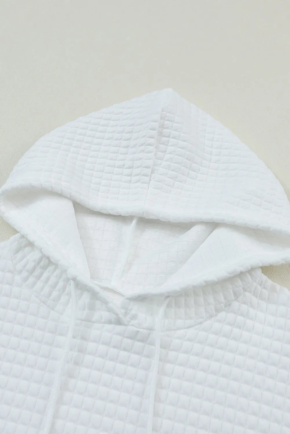 White Quilted Kangaroo Pocket Drawstring Hoodie - Chic Meadow Boutique 