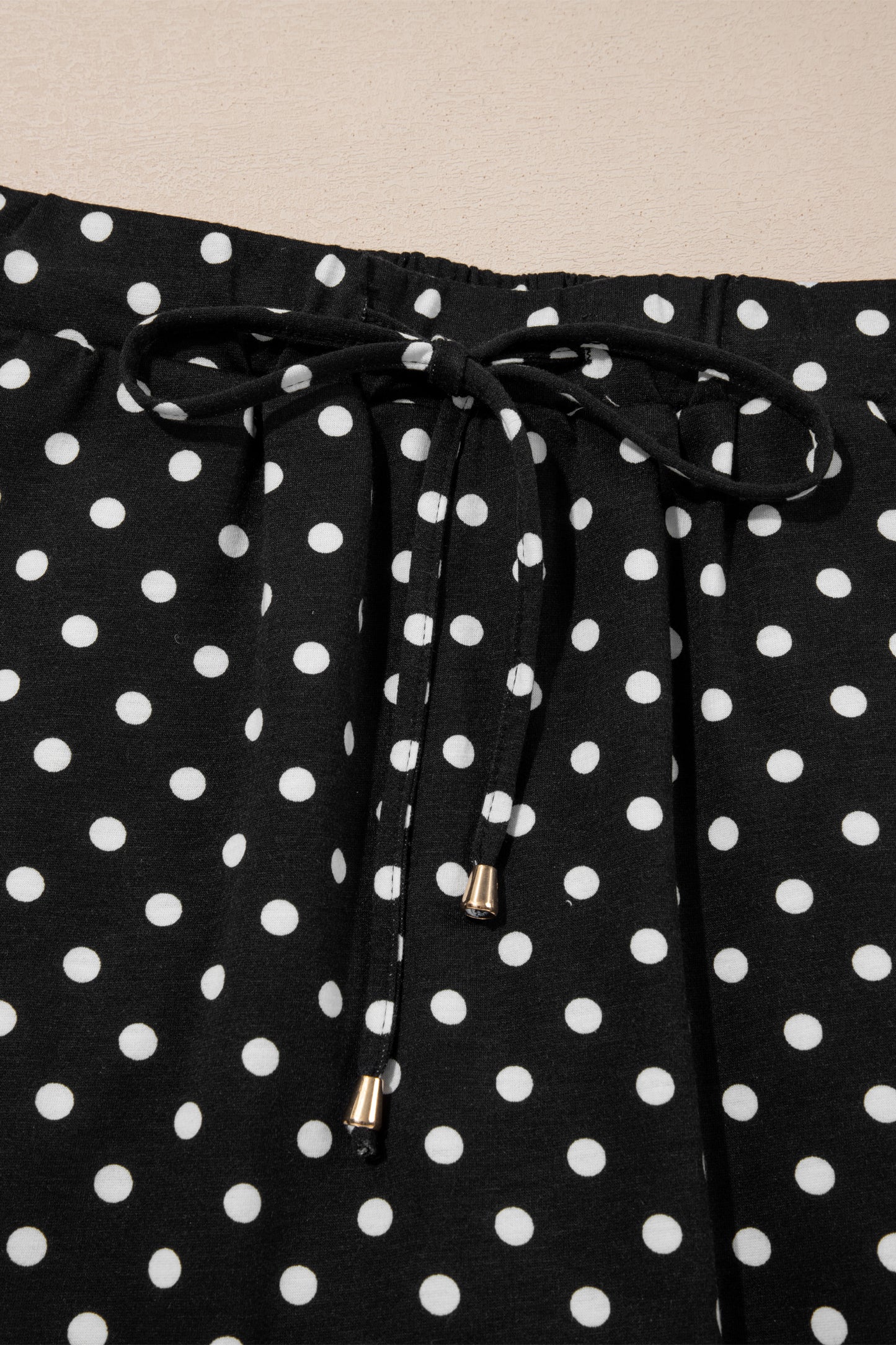 Black Polka Dot Drawstring Casual Mini Skort