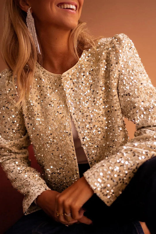 Outerwear/Jackets Golden Fleece / S / 100%PET Golden Fleece Sequined Open Front Cropped Jacket