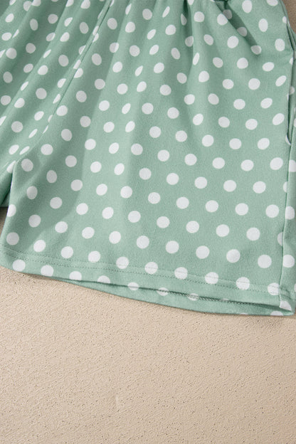 Green Polka Dot Print Short Set