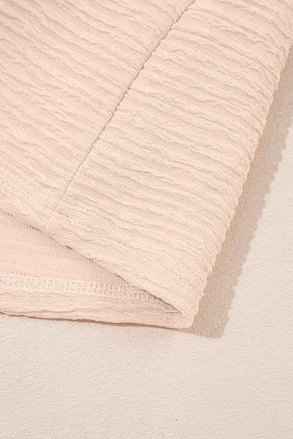 Apricot Textured V Neck T Shirt and Shorts Set