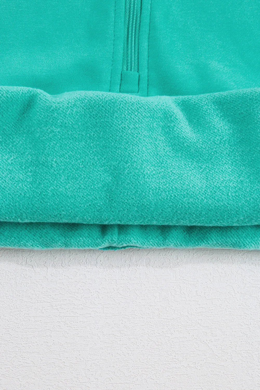 Sea Green Fleece Lined Zip Up Stand Collar Thumbhole Sleeve Sweatshirt - Chic Meadow Boutique 