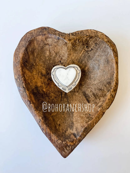 Western Statement Natural Stone Heart Ring - Chic Meadow Boutique 