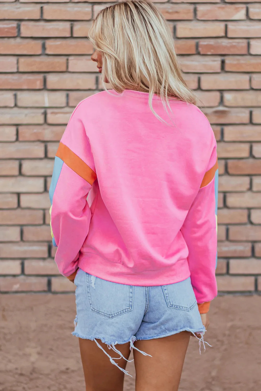 Pink Rugby Football Patchwork Color Block Game Day T Shirt - Chic Meadow Boutique 