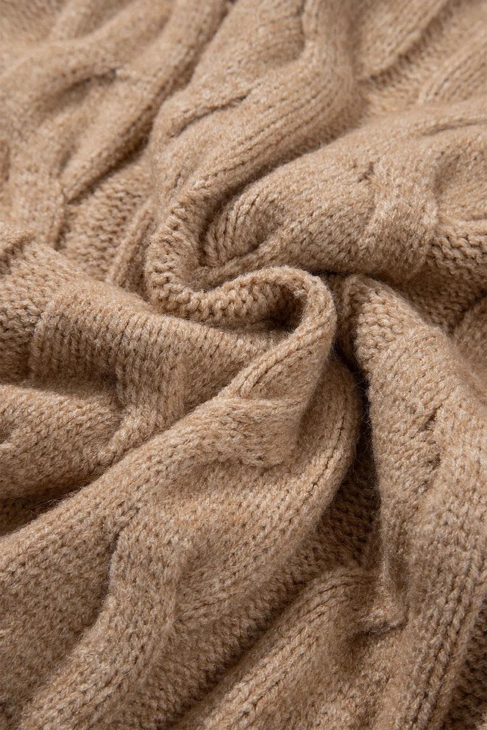 Light French Beige Cap Sleeve Cable Knit Sweater - Chic Meadow Boutique 