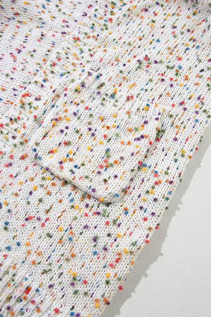 White Rainbow Popcorn Speckles Open Front Cardigan - Chic Meadow Boutique 