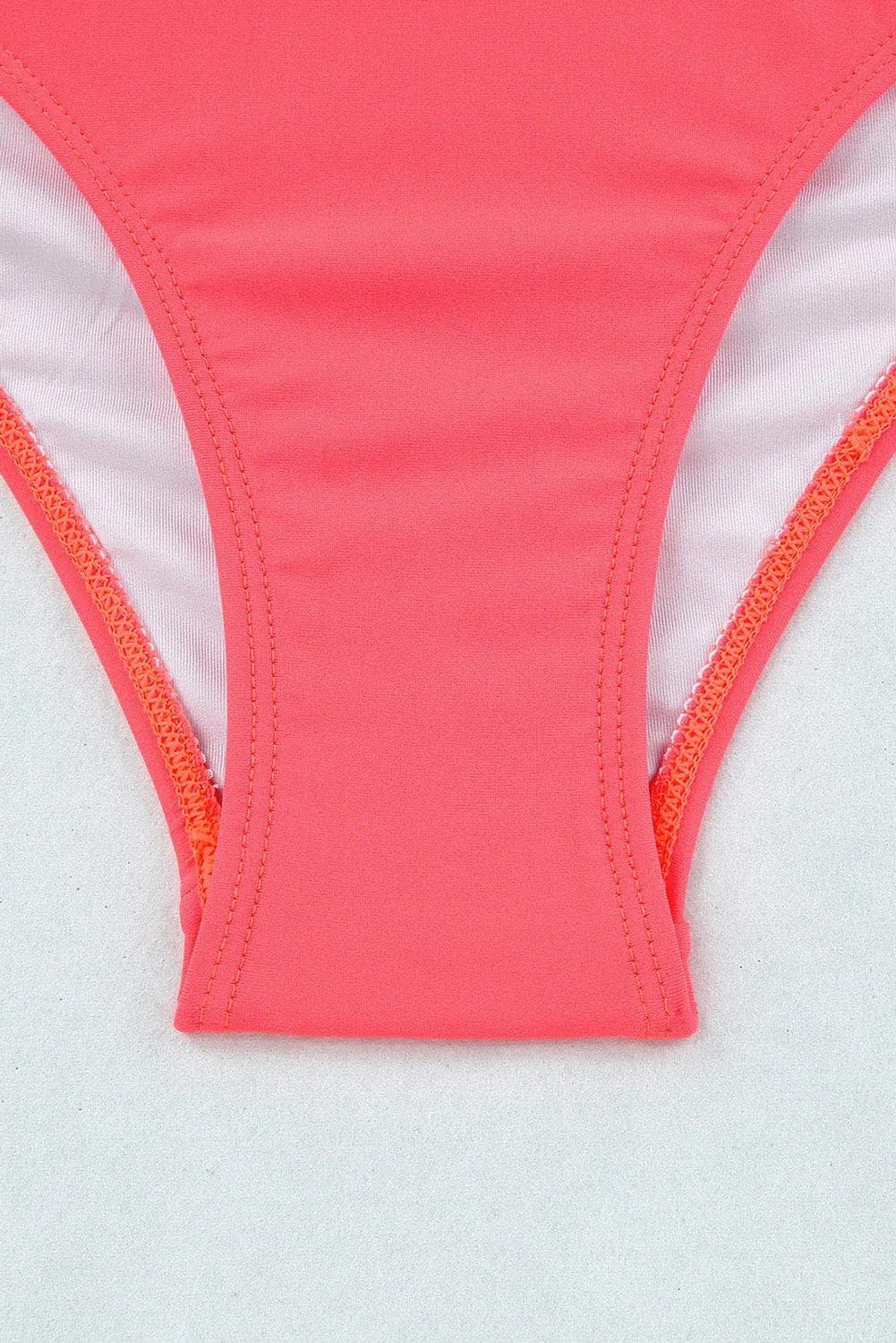 Swimwear/High Waisted Swimsuit Pink Scalloped Criss Cross High Waist Bikini