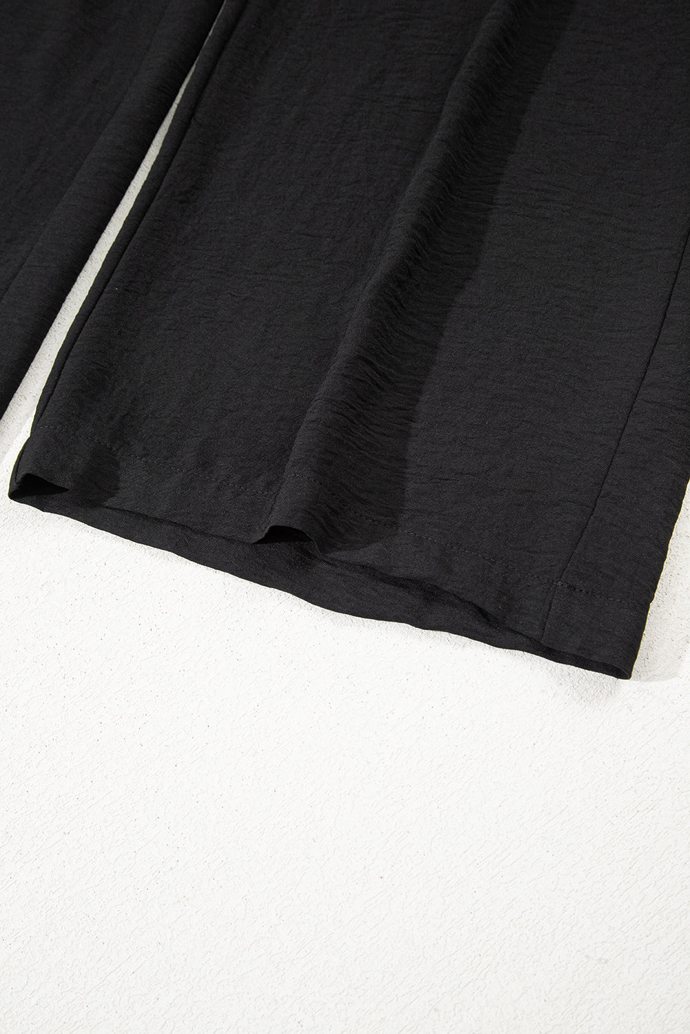 Black Drawstring Frilled Waist Wide Leg Utility Trousers