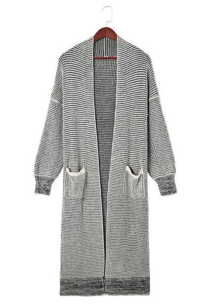 Gray Textured Knit Pocketed Duster Cardigan - Chic Meadow Boutique 