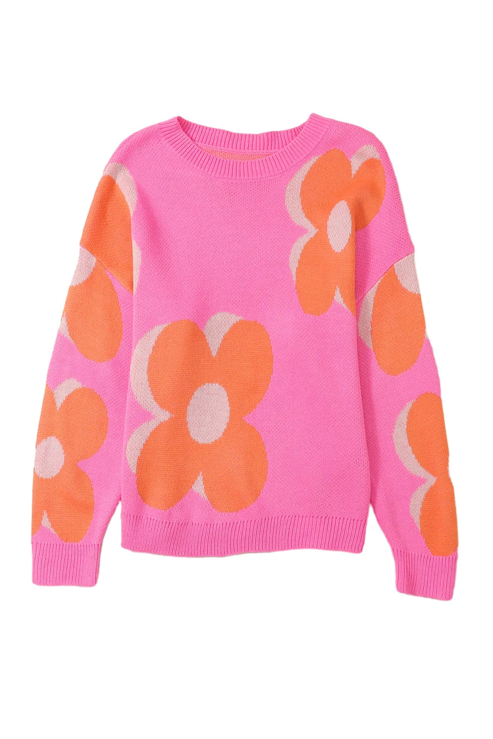 Flower Pattern Slouchy Sweater - Chic Meadow Boutique 