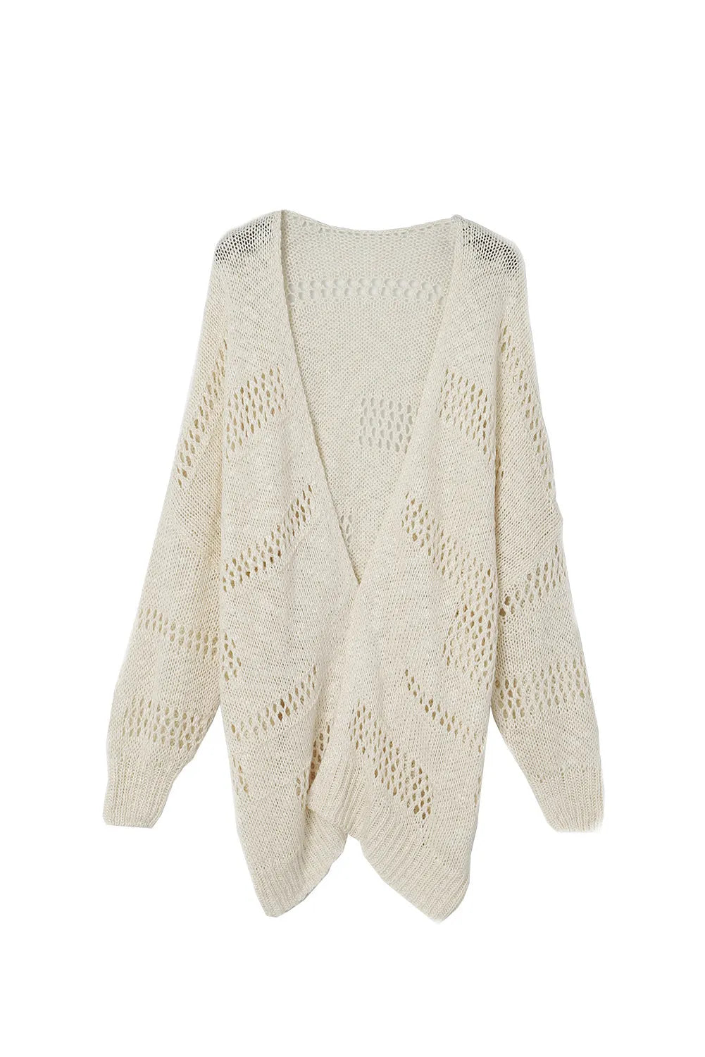 Apricot Casual Hollowed Knit Dolman Sleeve Cardigan - Chic Meadow Boutique 