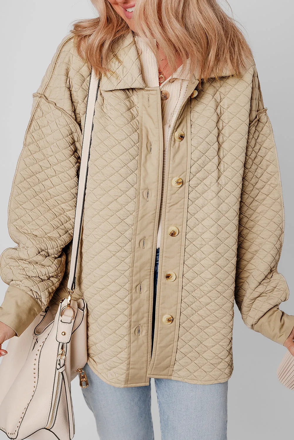 Jet Stream Solid Color Quilted Puffer Buttoned Shacket - Chic Meadow Boutique 