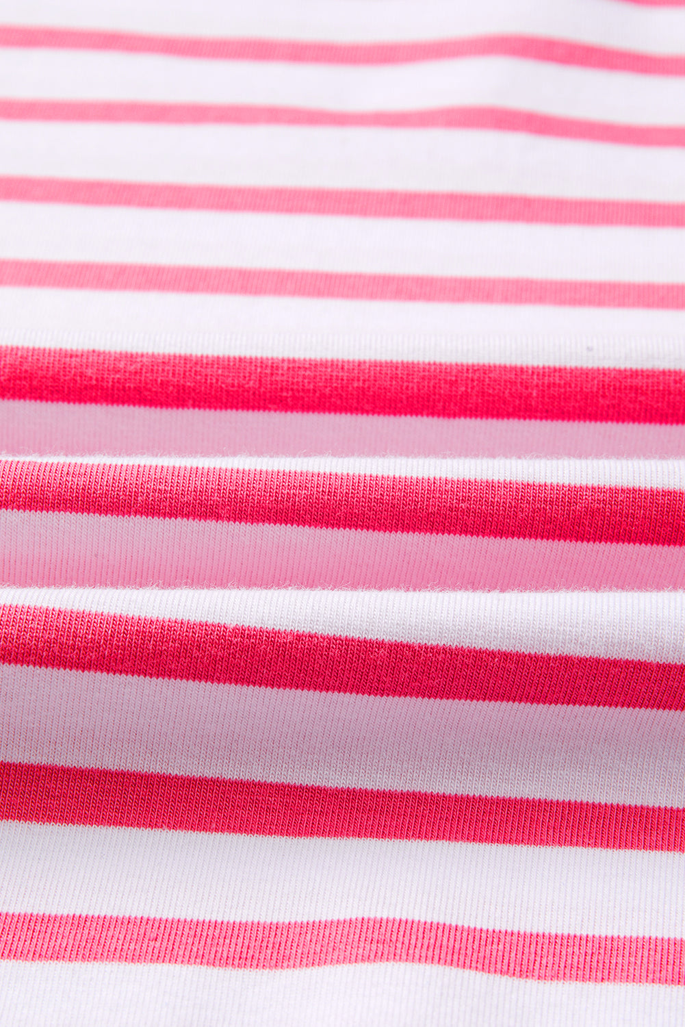 Pink Stripe Mixed Pattern Patchwork Uneven Hem Loose Tee