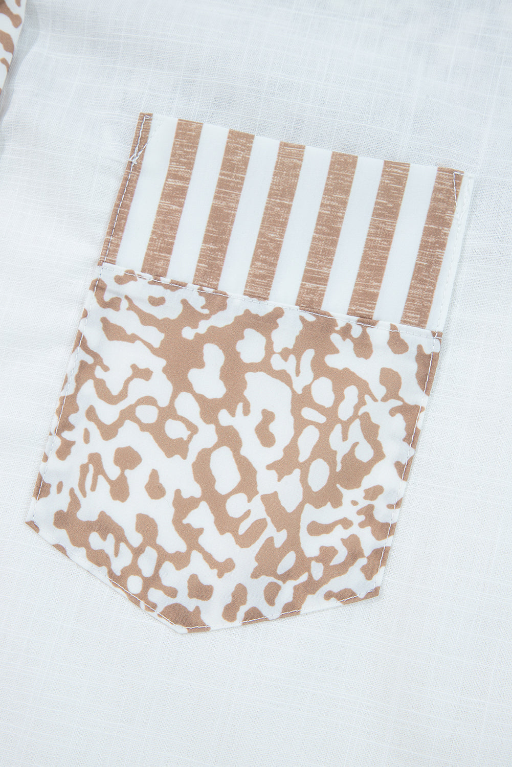 Khaki Leopard Striped Western Casual Shirt