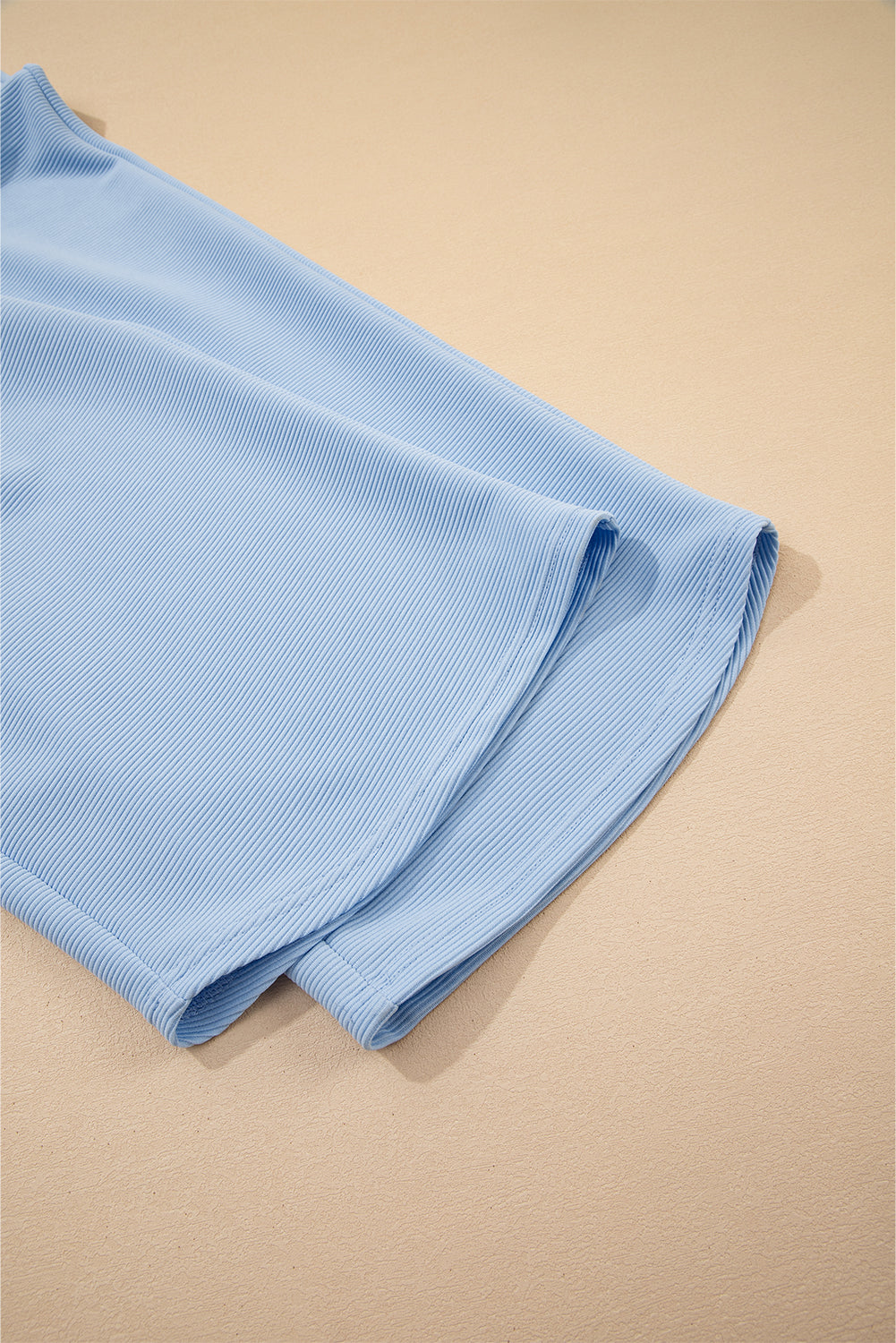 Beau Blue Textured Ruffled Sleeve Zipped Top and Wide Leg Pants Set