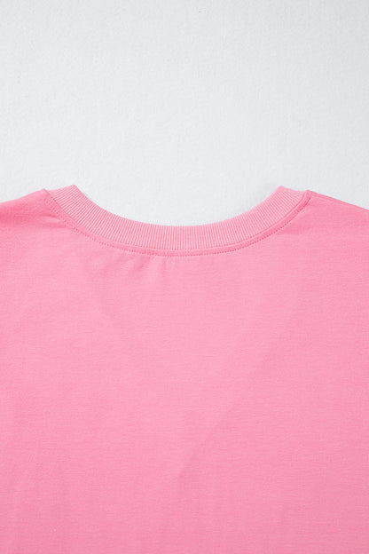 Bonbon Solid Color V Neck Short Puff Sleeve Blouse