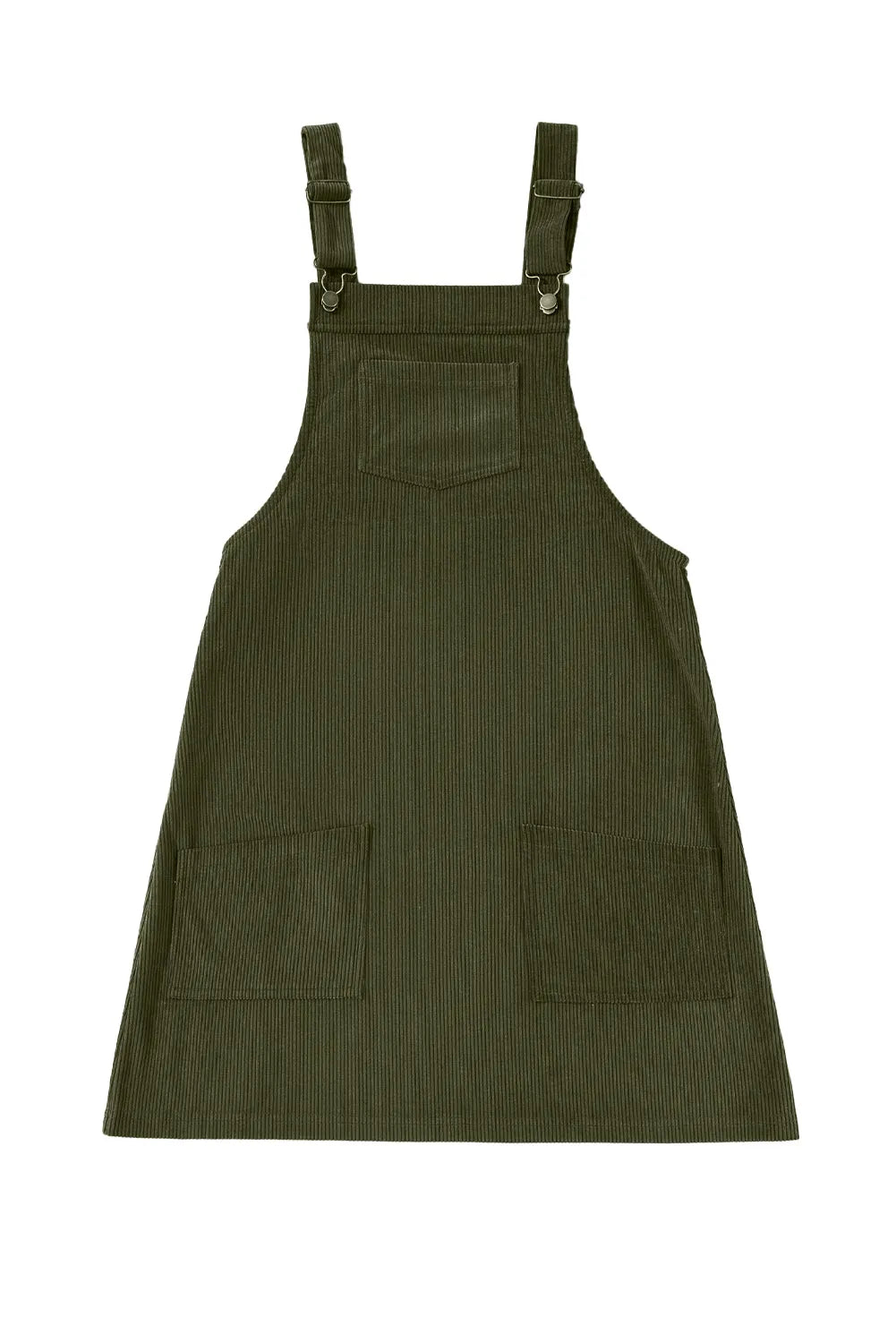 Vineyard Green Solid Front Pockets Sleeveless Corduroy Overall Dress - Chic Meadow Boutique 