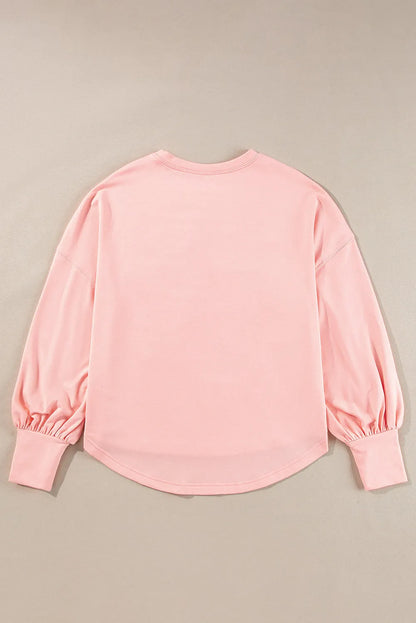 Gossamer Pink Studded Star Graphic Oversized Long Sleeve Top - Chic Meadow Boutique 