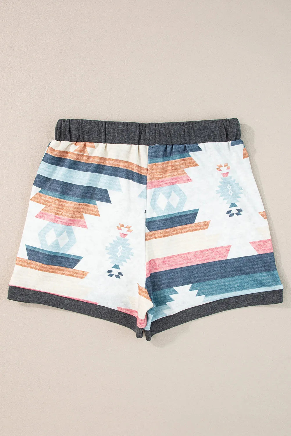 Bottoms/Casual Shorts White Aztec Print Drawstring Waist Casual Shorts