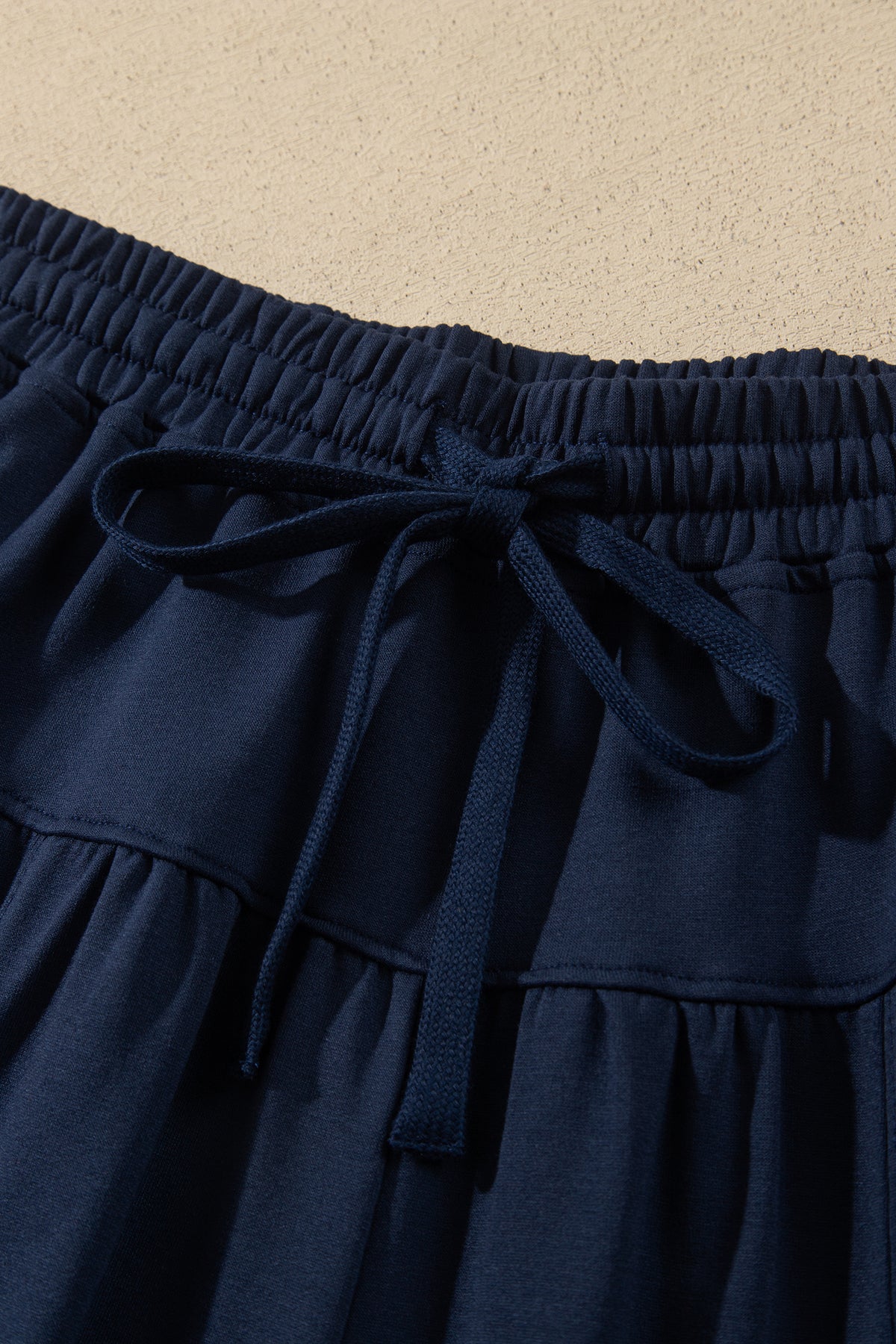 Dirty blue Elastic Waist Drawstring Wide Leg Full Length Pants