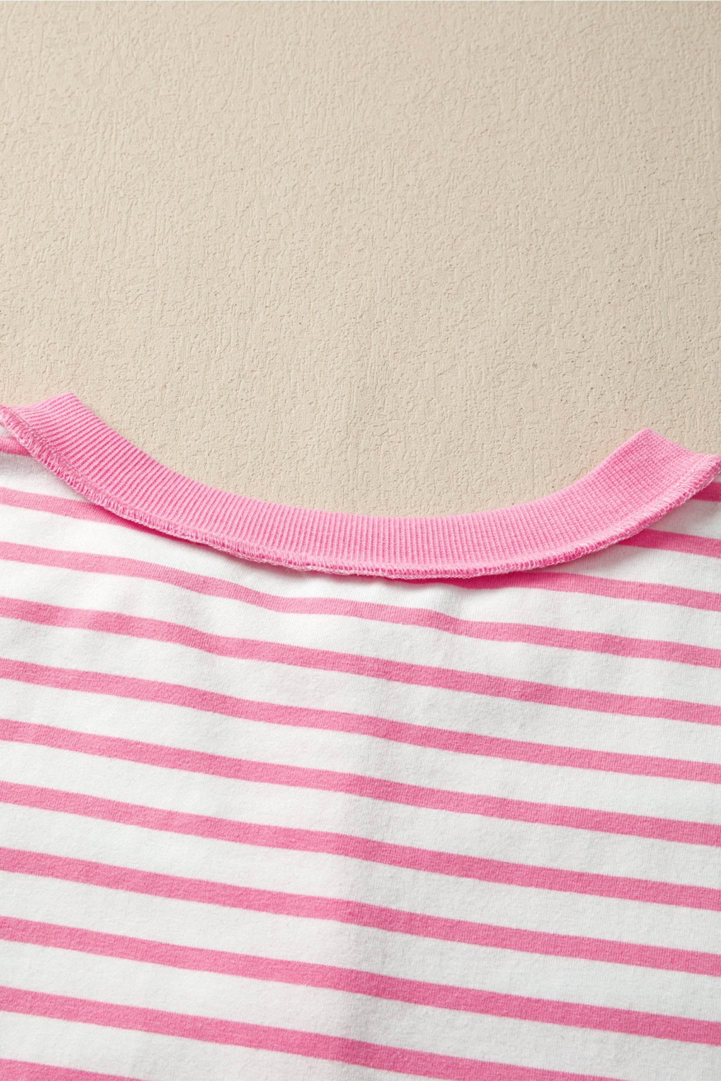 Pink Stripe Half Placket High Low Short Sleeve Top