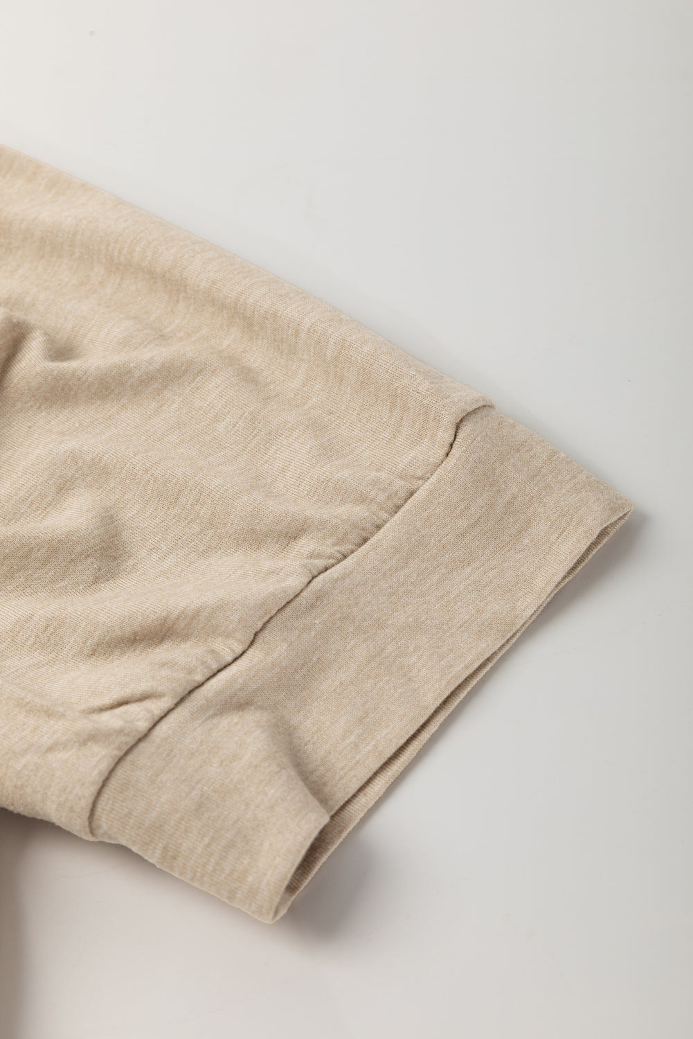 Parchment Solid Color Ruched Puff Sleeve T Shirt