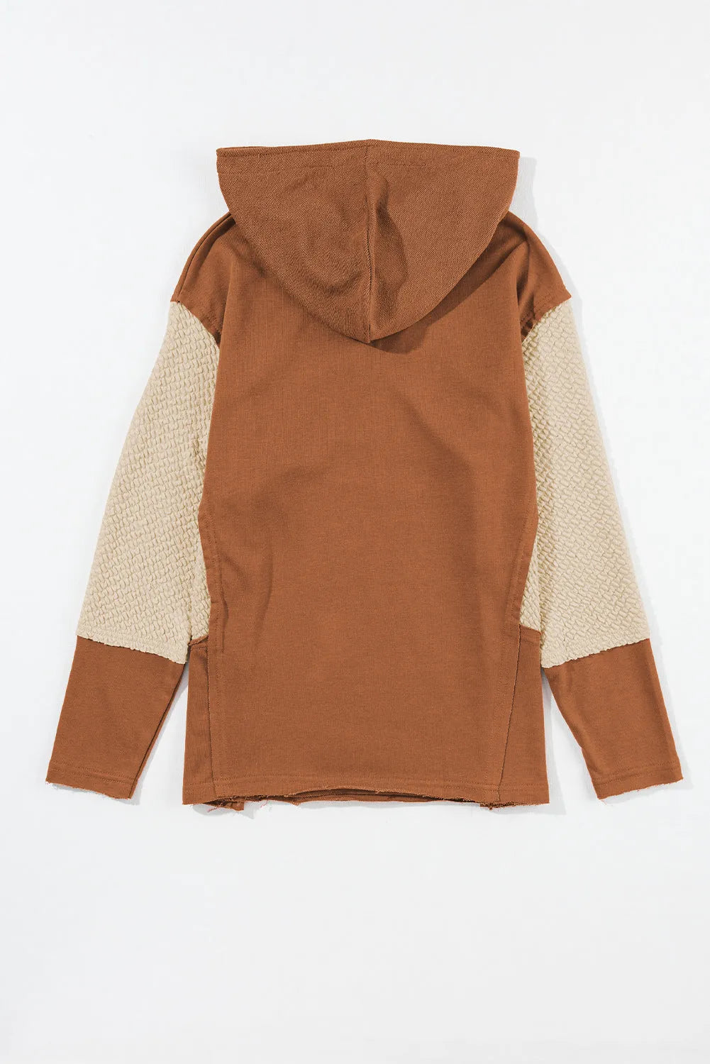 Chestnut Contrast Sleeves Patchwork Colorblock Hoodie - Chic Meadow Boutique 