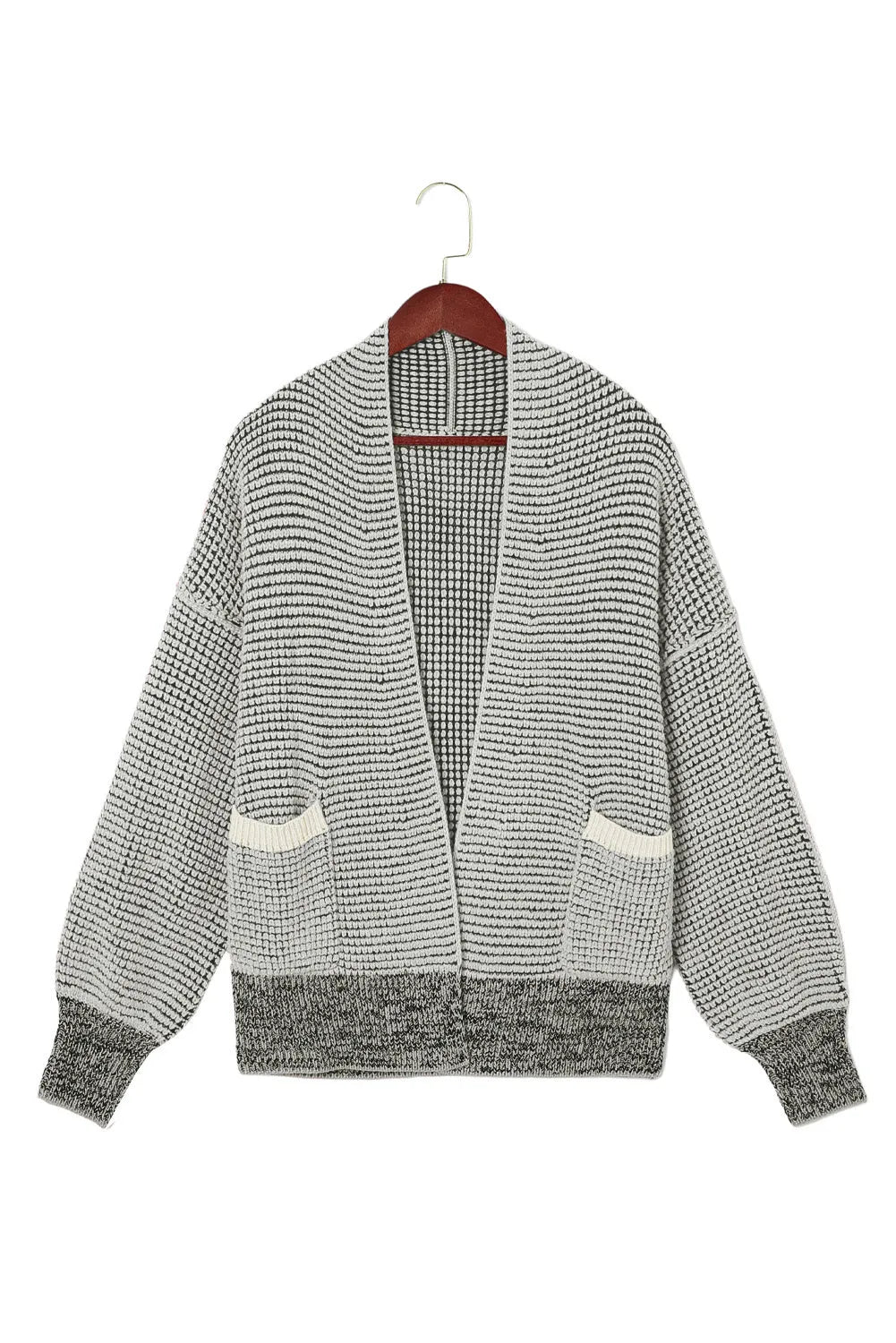 Tops/Sweaters & Cardigans Gray Chunky Waffle Knit Oversized Collar Cardigan