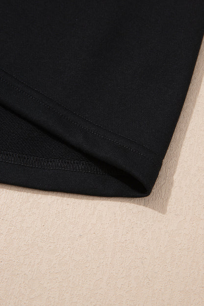 Black Solid V Neck Tunic Shift Long Sleeve Plus Size Blouse