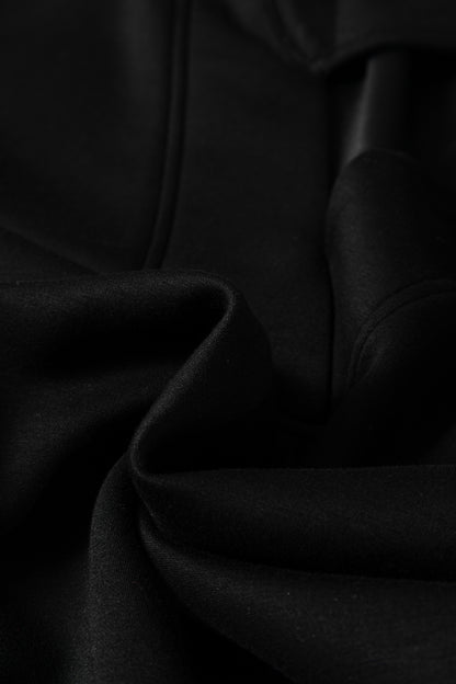 Bristol Black Collared V Neck Pullover Sweatshirt Sweatpants Set