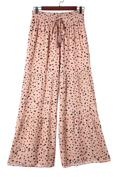 Bottoms/Pants & Culotte Brown Ruffle Wide Leg Dalmatian Palazzo Pants