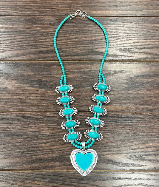 Squash Blossom Turquoise Necklace