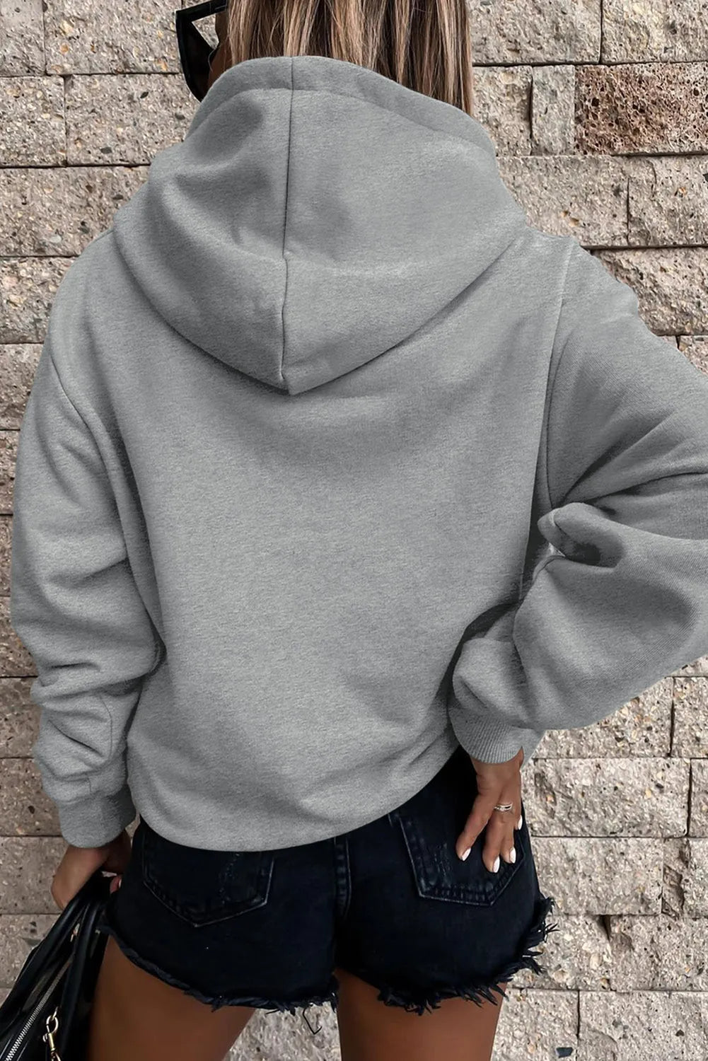 Gray Loose Kangaroo Pocket Hoodie - Chic Meadow Boutique 