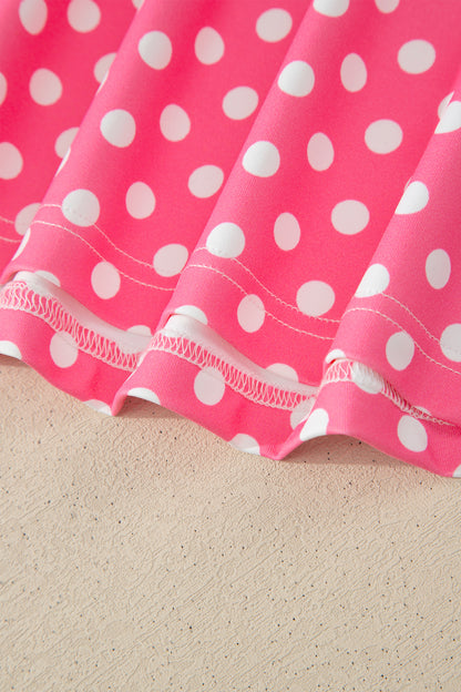 Pink Polka Dot Print Slim Tank Loose Pants 2pcs Outfit