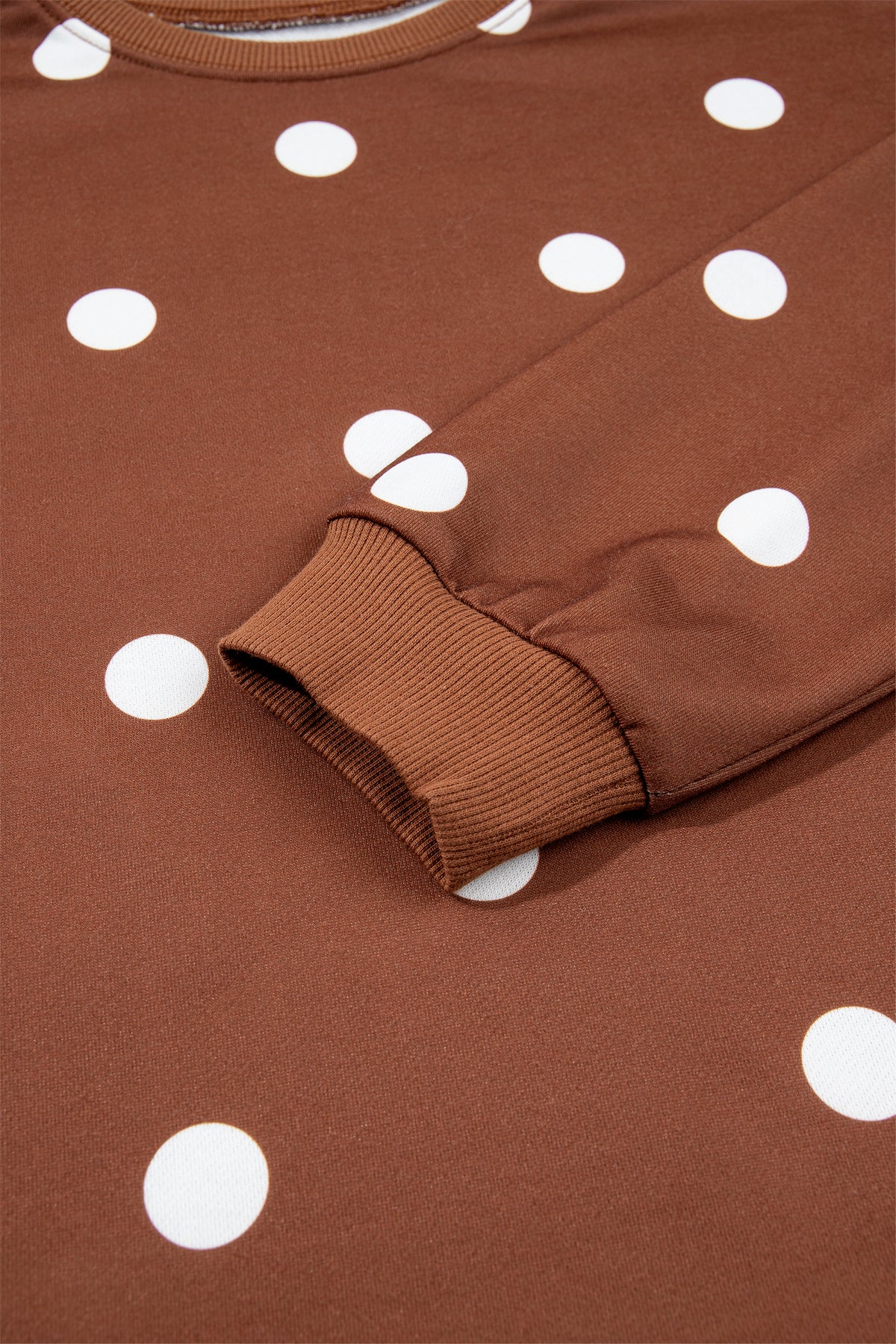 Brown Polka Dot Raw Hem Relaxed Pullover Loose Skort Two Piece Set