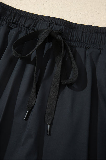 Black Drawstring Waist Above Knee Casual Shorts Wholesale