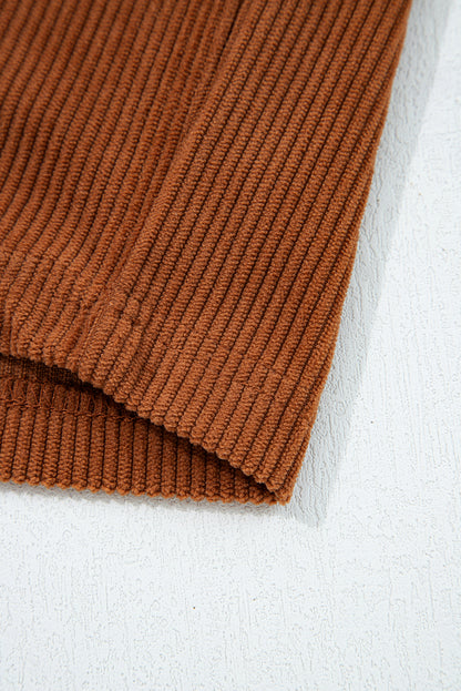 Chestnut Drawstring Elastic Waist Casual Corduroy Pants