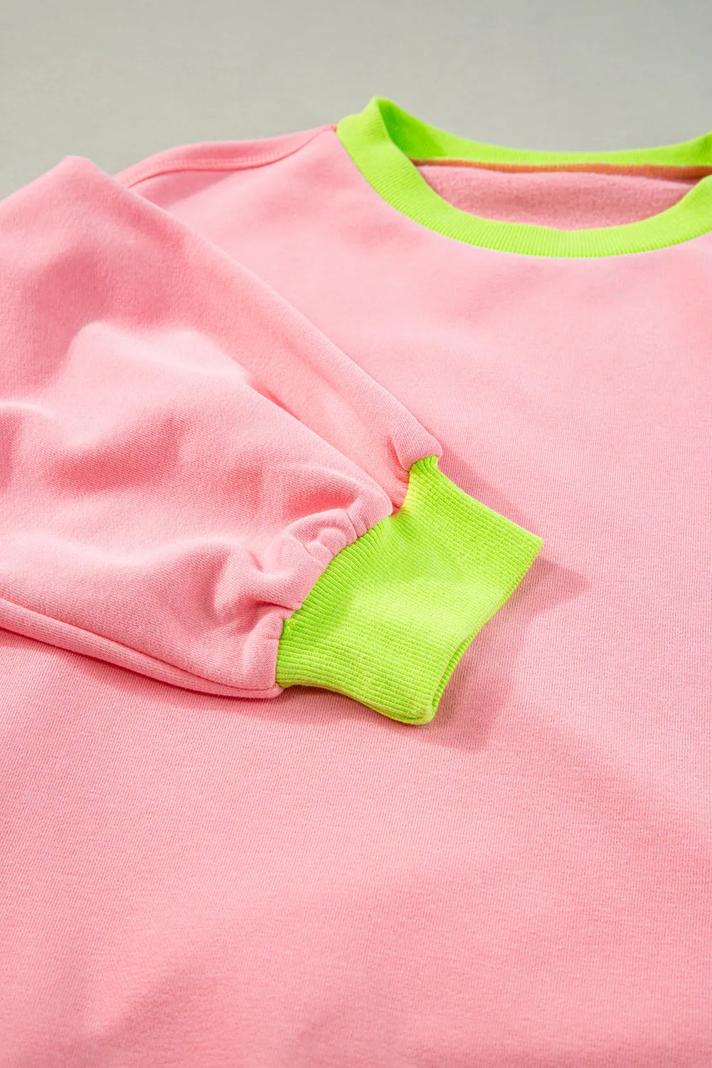 Pink Colorblock Bubble Sleeve Sweatshirt - Chic Meadow Boutique 