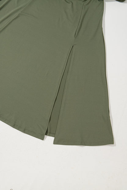 Four Leaf Clover Sleeveless Scoop Neck Flared Split Midi Dress