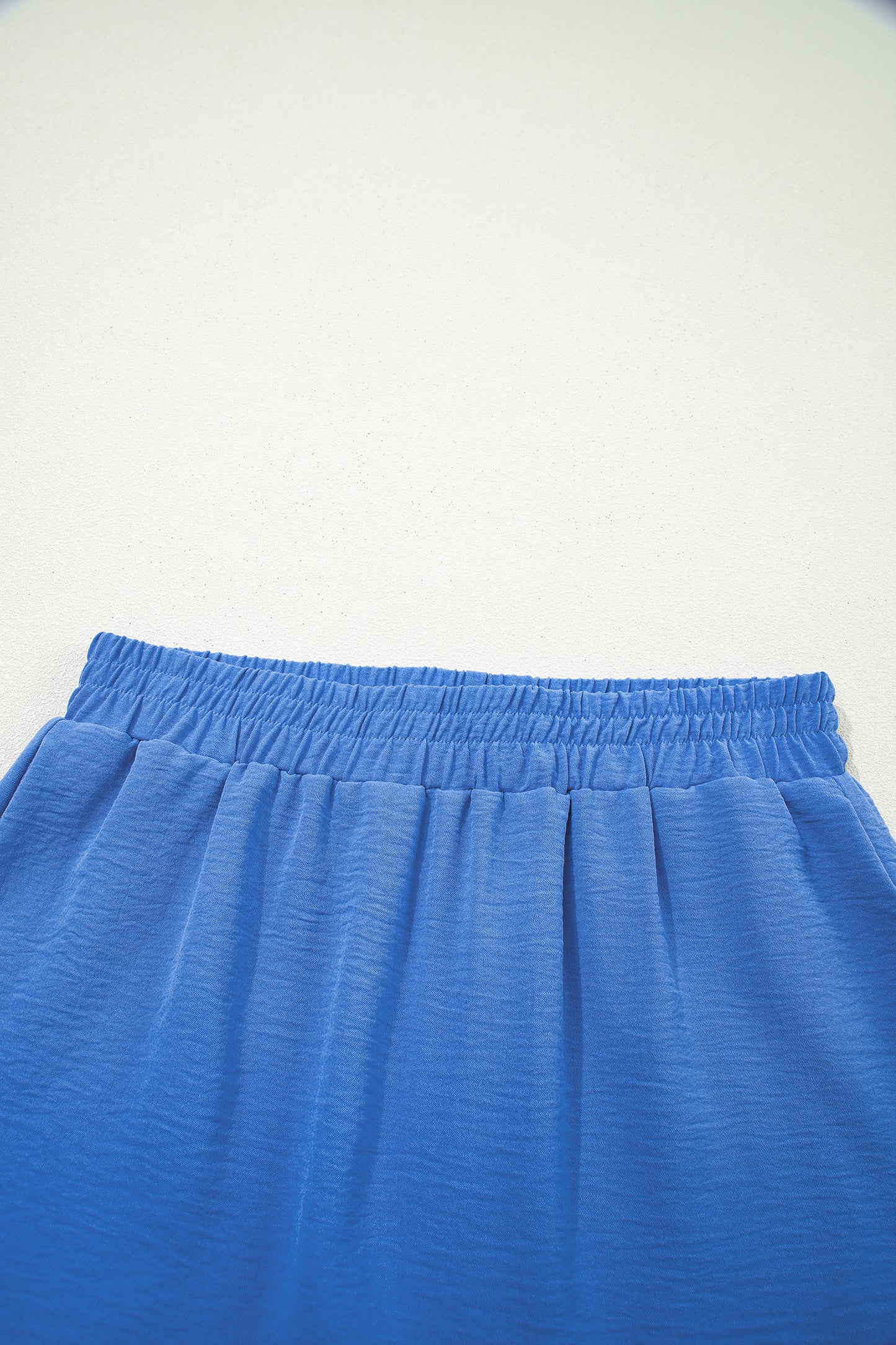 Sky Blue Solid Color Elastic Waist Casual Skort
