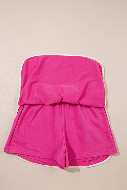 Rose Red Colorblock Edge Drop Shoulder T Shirt and Skort 2Pcs Set