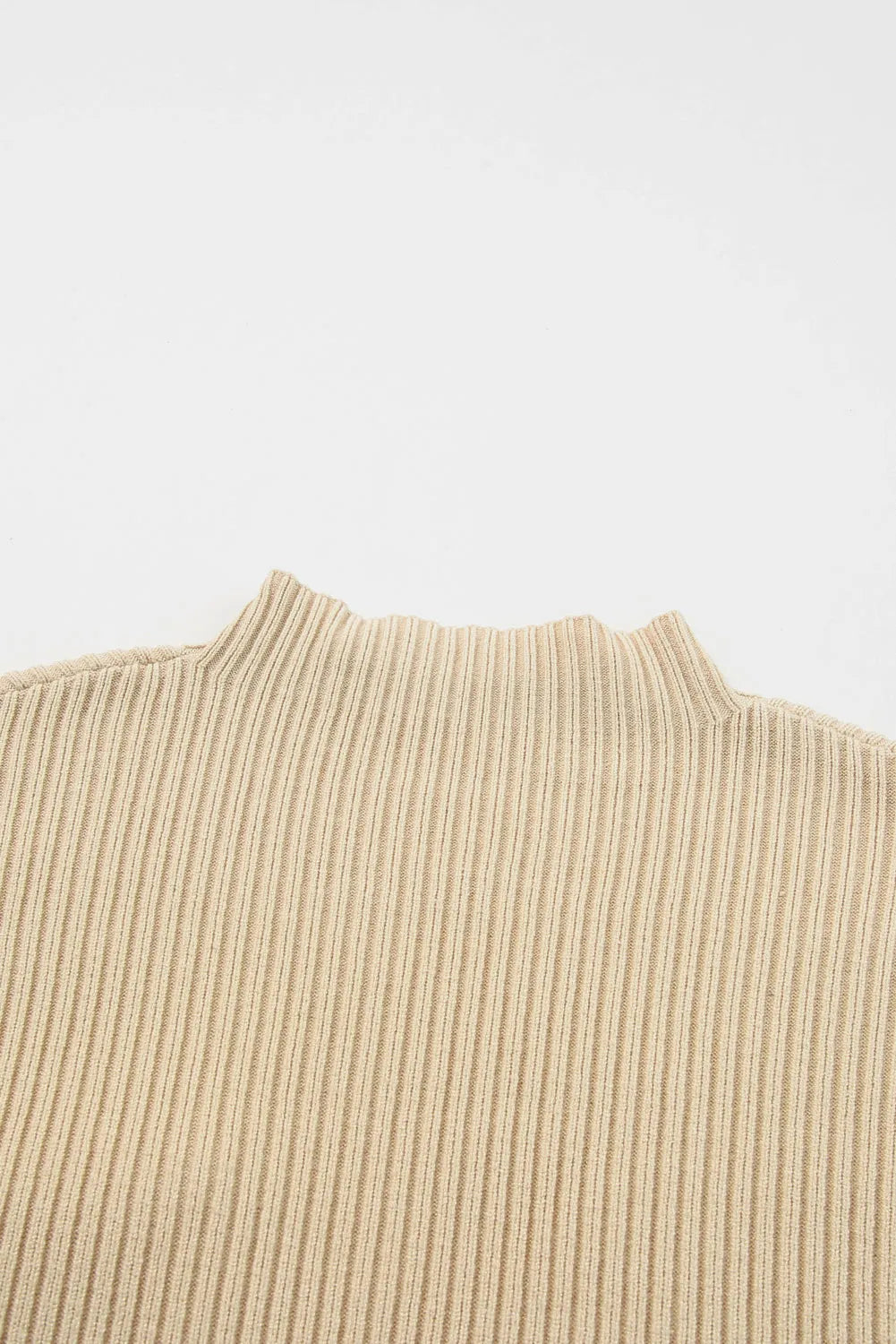 Oatmeal Patch Pocket Ribbed Knit Short Sleeve Sweater - Chic Meadow Boutique 