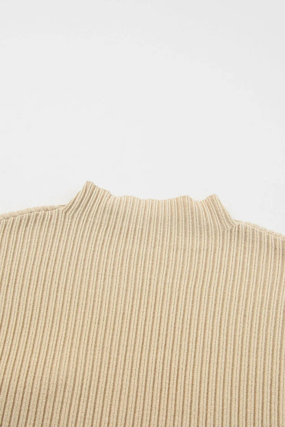 Oatmeal Patch Pocket Ribbed Knit Short Sleeve Sweater - Chic Meadow Boutique 