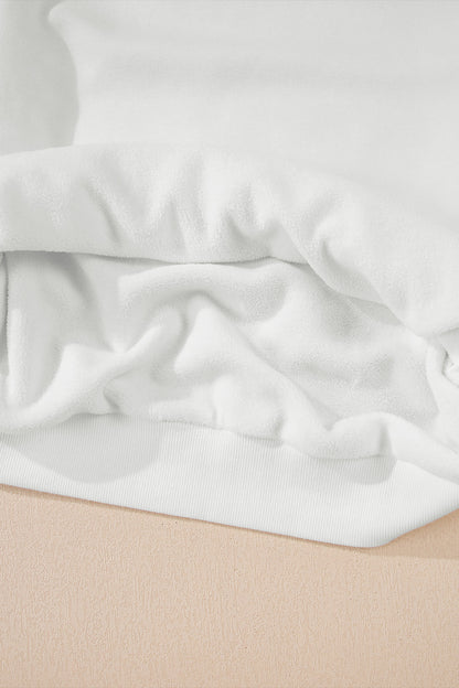 White Oversize Drop Shoulder Reversible Mock Neck Sweatshirt