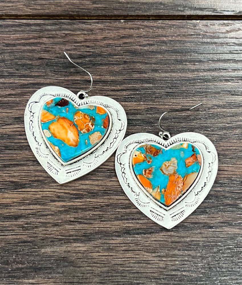 724378, Heart Gemstone Earrings
