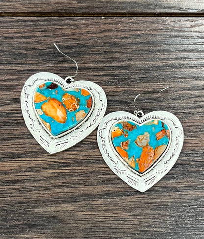724378, Heart Gemstone Earrings