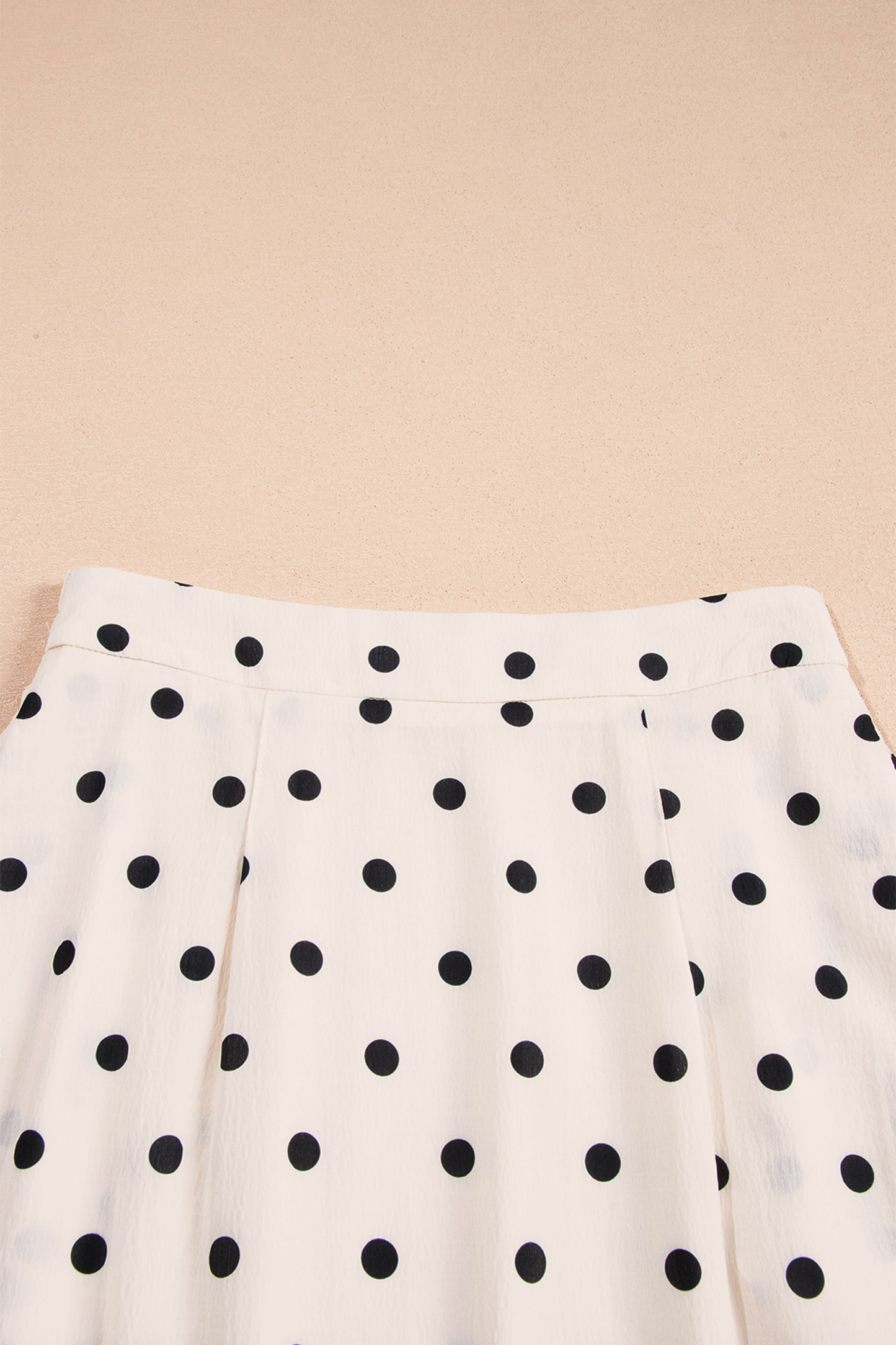 White Polka Dot Ruffled Slit Maxi Skirt