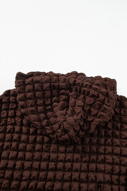 Dark Brown Bubble Textured Waffle Hoodie - Chic Meadow Boutique 