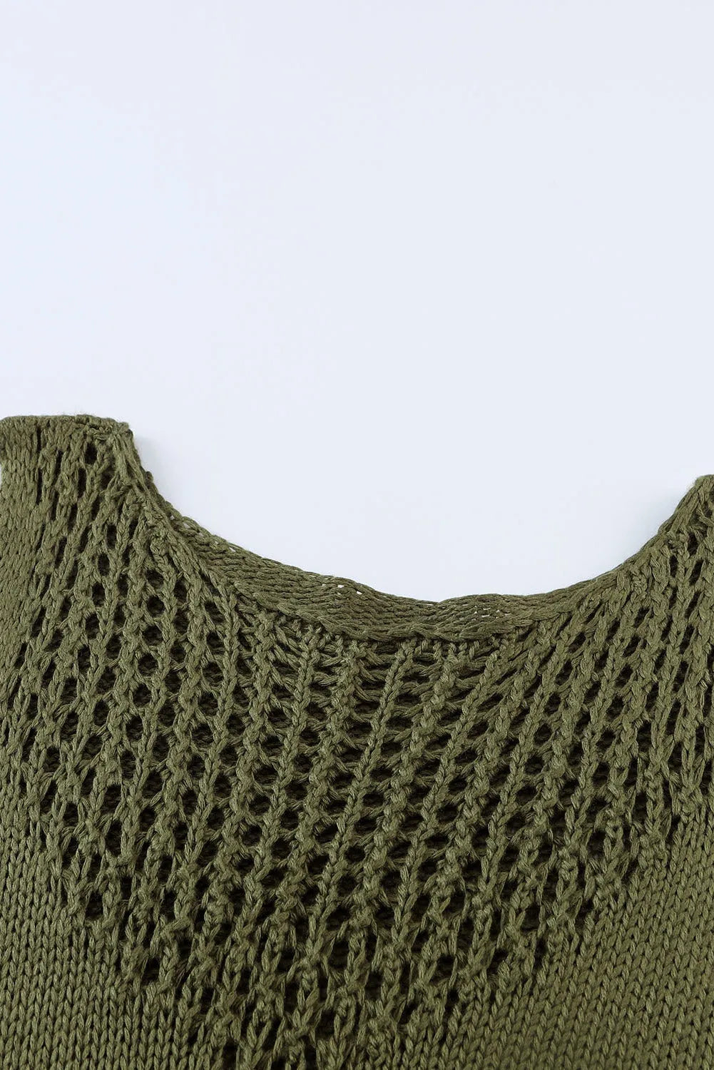 Green Tasseled Crochet Hollow-out Knit Tank - Chic Meadow Boutique 